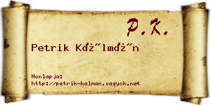 Petrik Kálmán névjegykártya