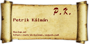 Petrik Kálmán névjegykártya
